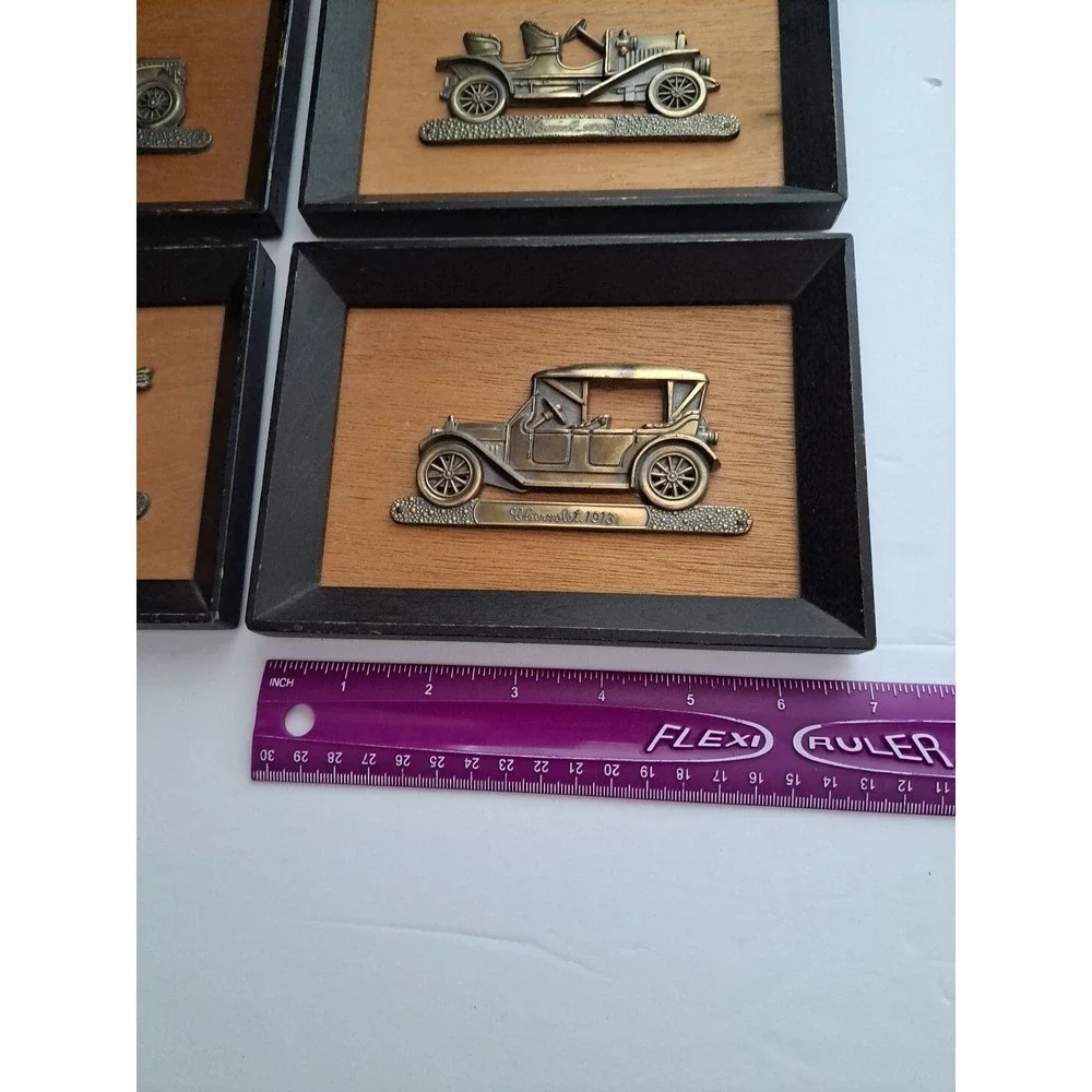 VTG 4 pc 1900's Cars Automobile Wood Metal 5x7